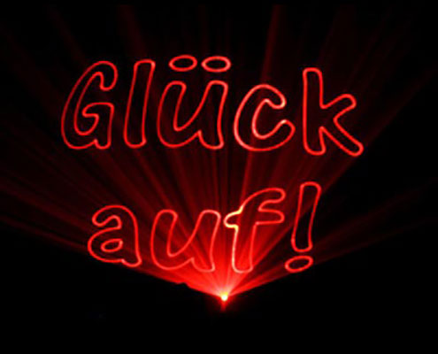 Lasershow mit Text Glück auf